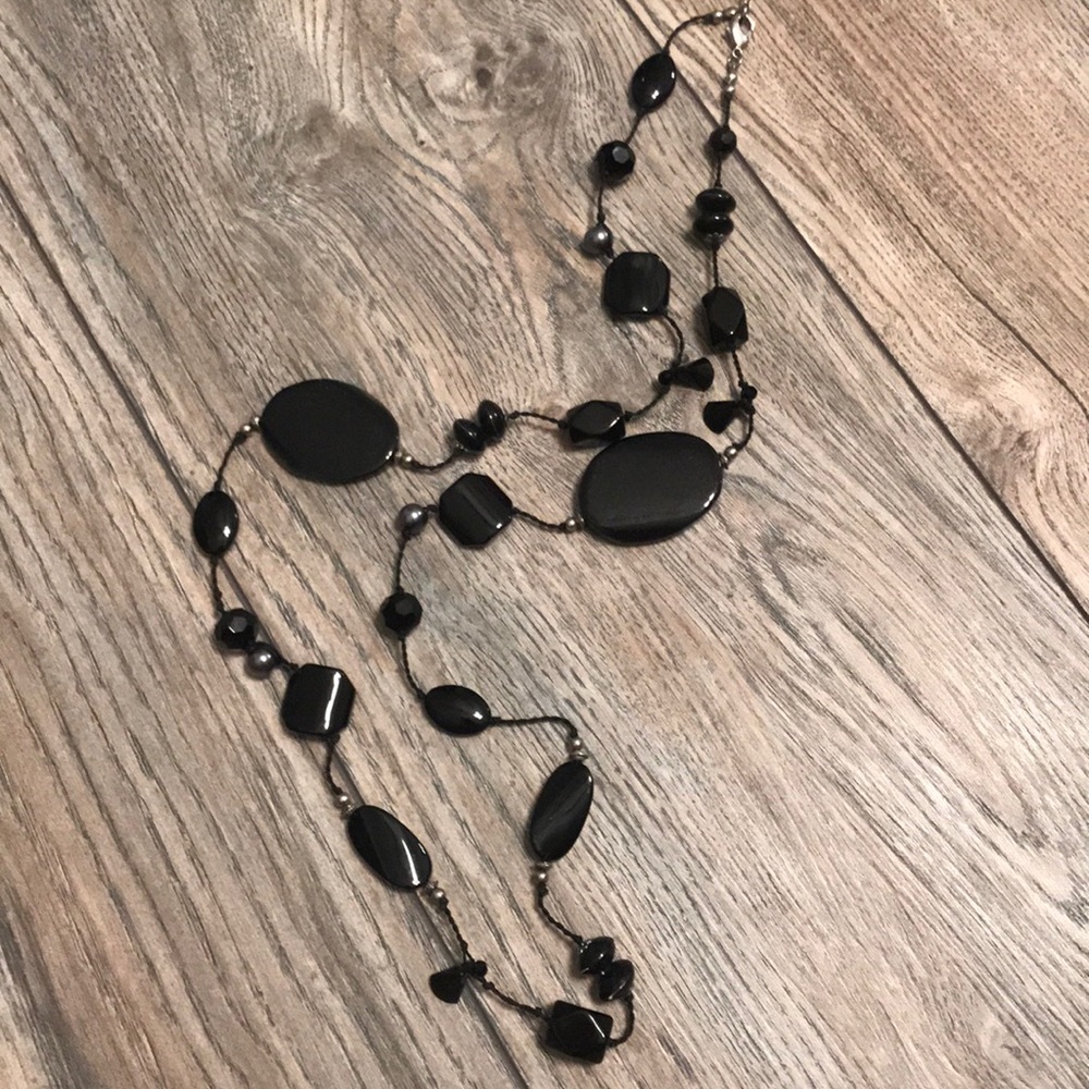 Long black necklace